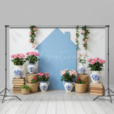 Aperturee - Aperturee Vase With Flowers Spring Sweet Photography Backdrop